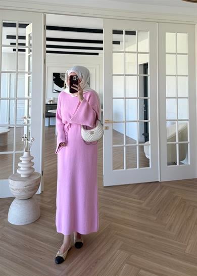 Yumoş Triko Elbise Pembe