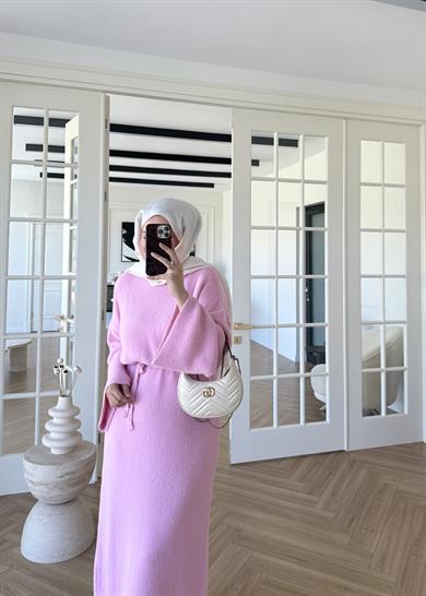 Yumoş Triko Elbise Pembe