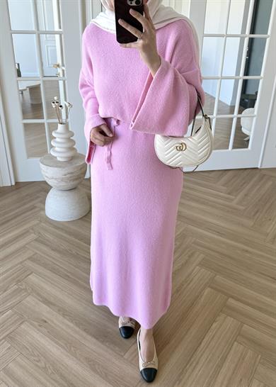 Yumoş Triko Elbise Pembe