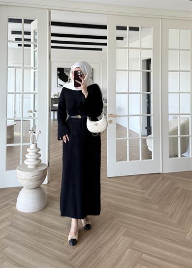 Yumoş Triko Elbise Siyah