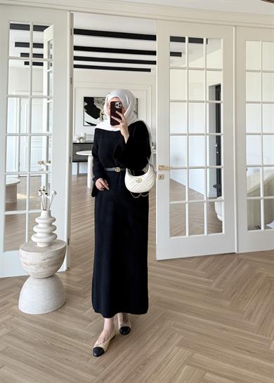 Yumoş Triko Elbise Siyah