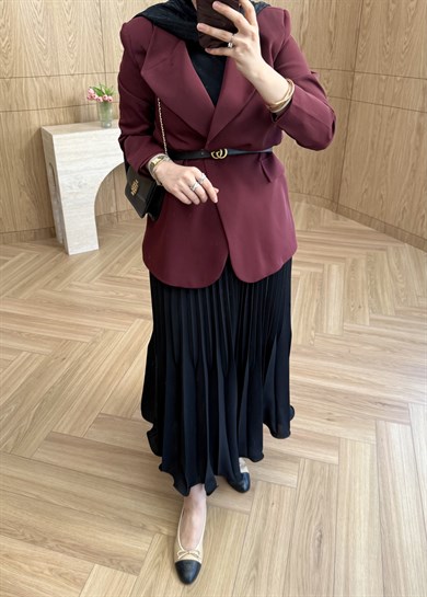 ZR Model Tek Düğmeli Blazer Bordo