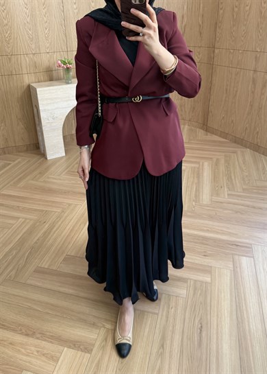 ZR Model Tek Düğmeli Blazer Bordo