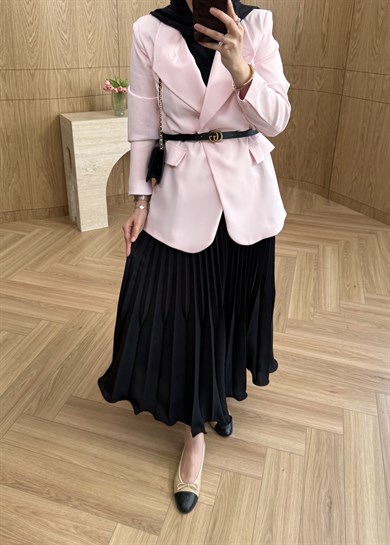 ZR Model Tek Düğmeli Blazer Pembe