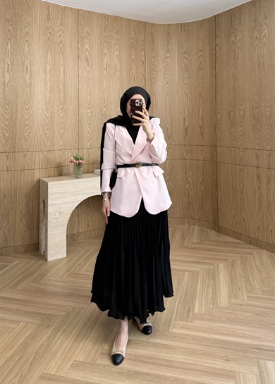 ZR Model Tek Düğmeli Blazer Pembe