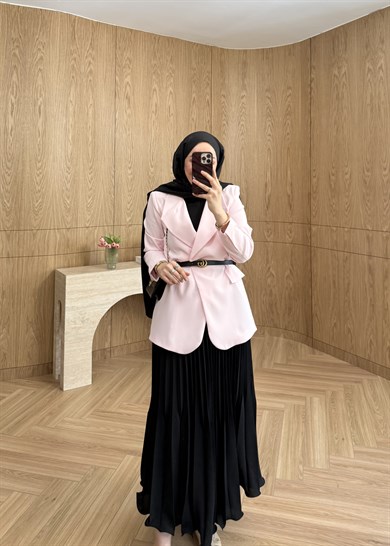 ZR Model Tek Düğmeli Blazer Pembe