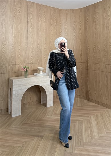 ZR Model Tek Düğmeli Puantiyeli Blazer