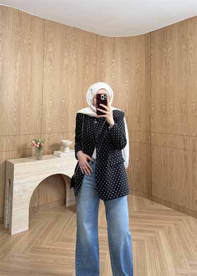 ZR Model Tek Düğmeli Puantiyeli Blazer