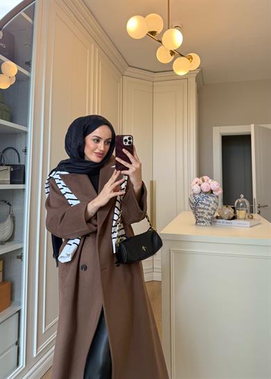 ZR Muadili Oversize Kaşe Kaban Kahverengi