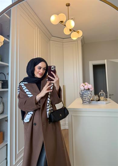 ZR Muadili Oversize Kaşe Kaban Kahverengi