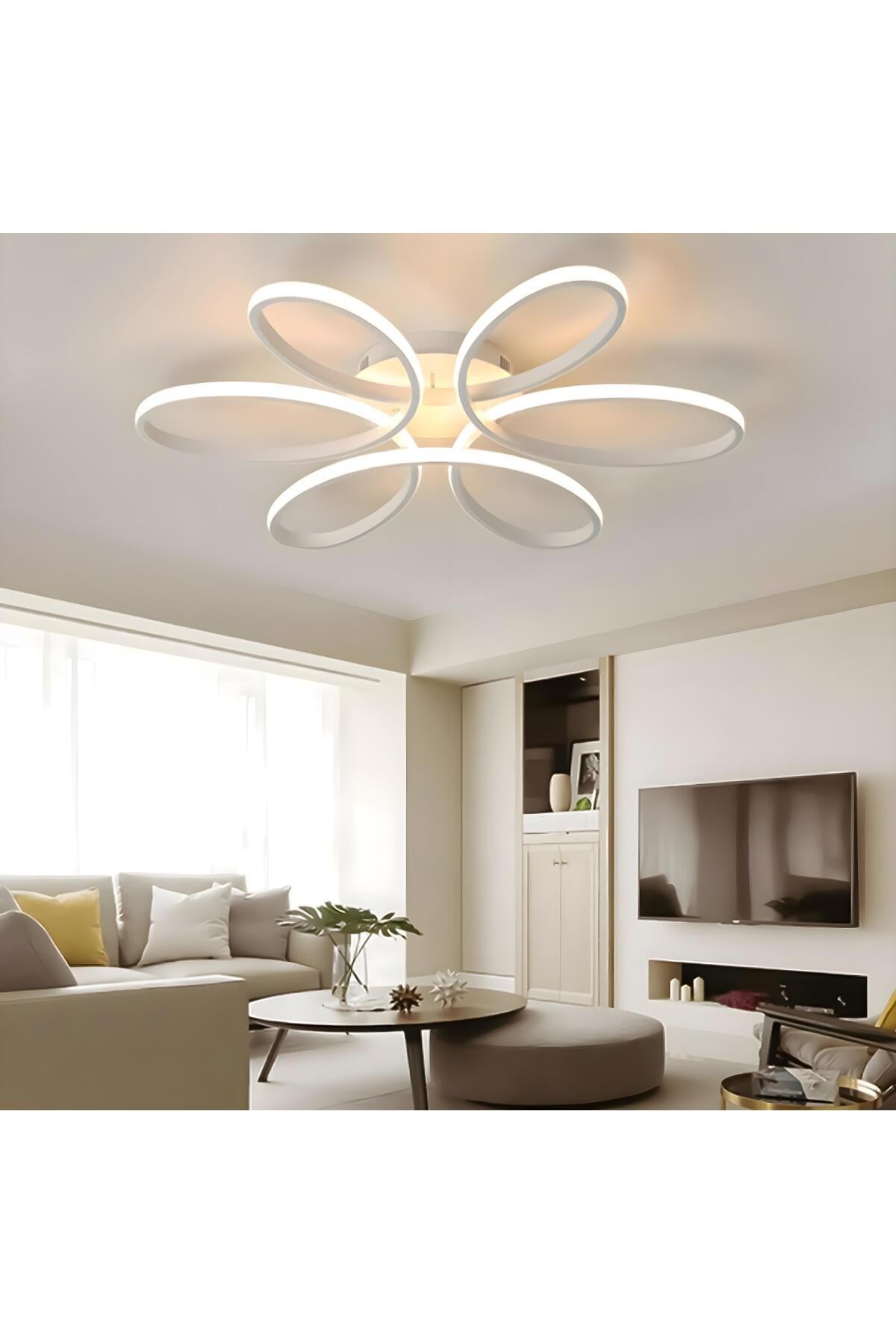 Alis Modern Beyaz Plafonyer Tavana Sıfır Beyaz Işık Salon Mutfak Yatak Odası Led Avize