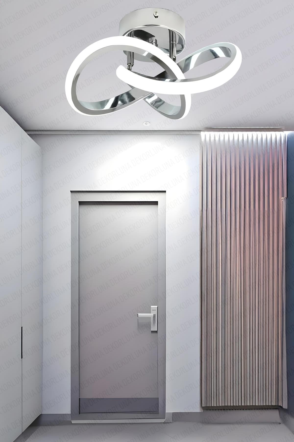 Alen Modern Plafonyer Krom Beyaz Işık Tavana Sıfır Salon Mutfak Hol Led Avize