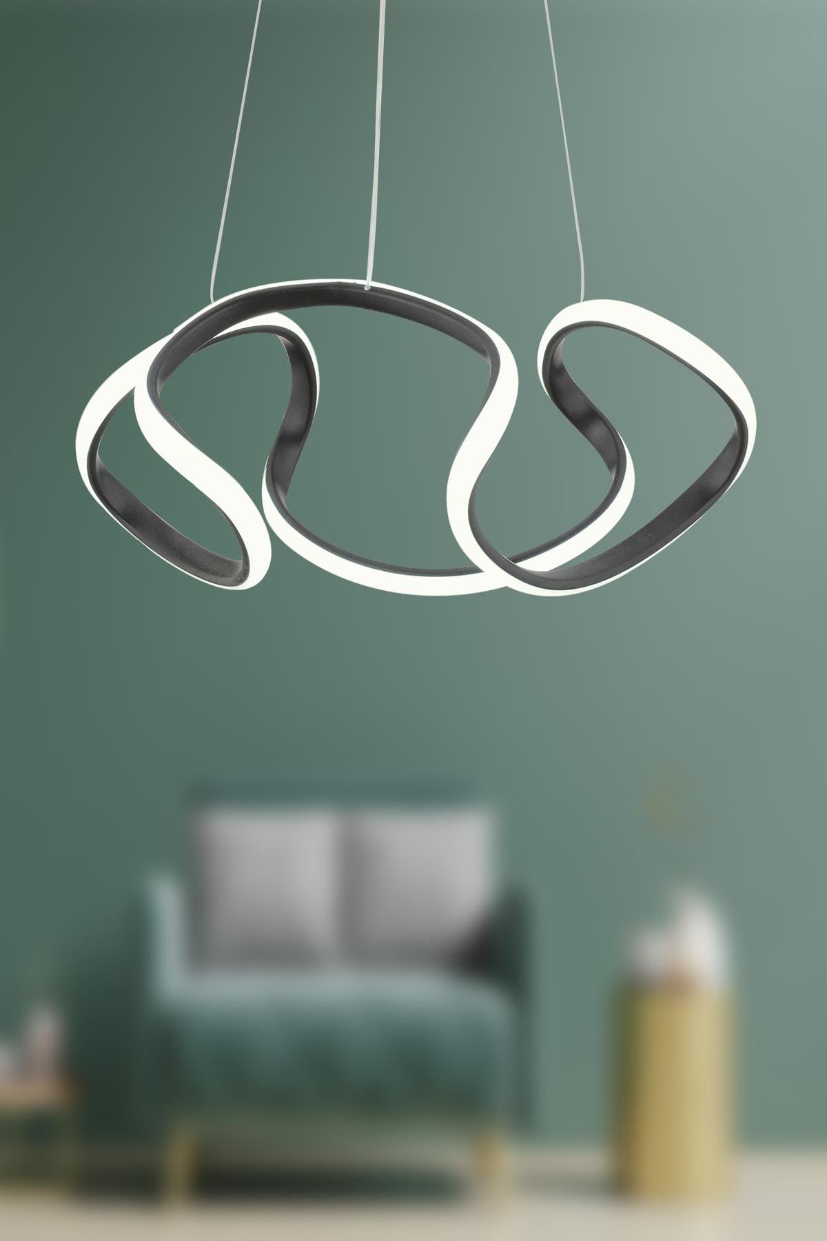 Modern Enzo Siyah Modern Sarkıt Led Avize 35 Cm