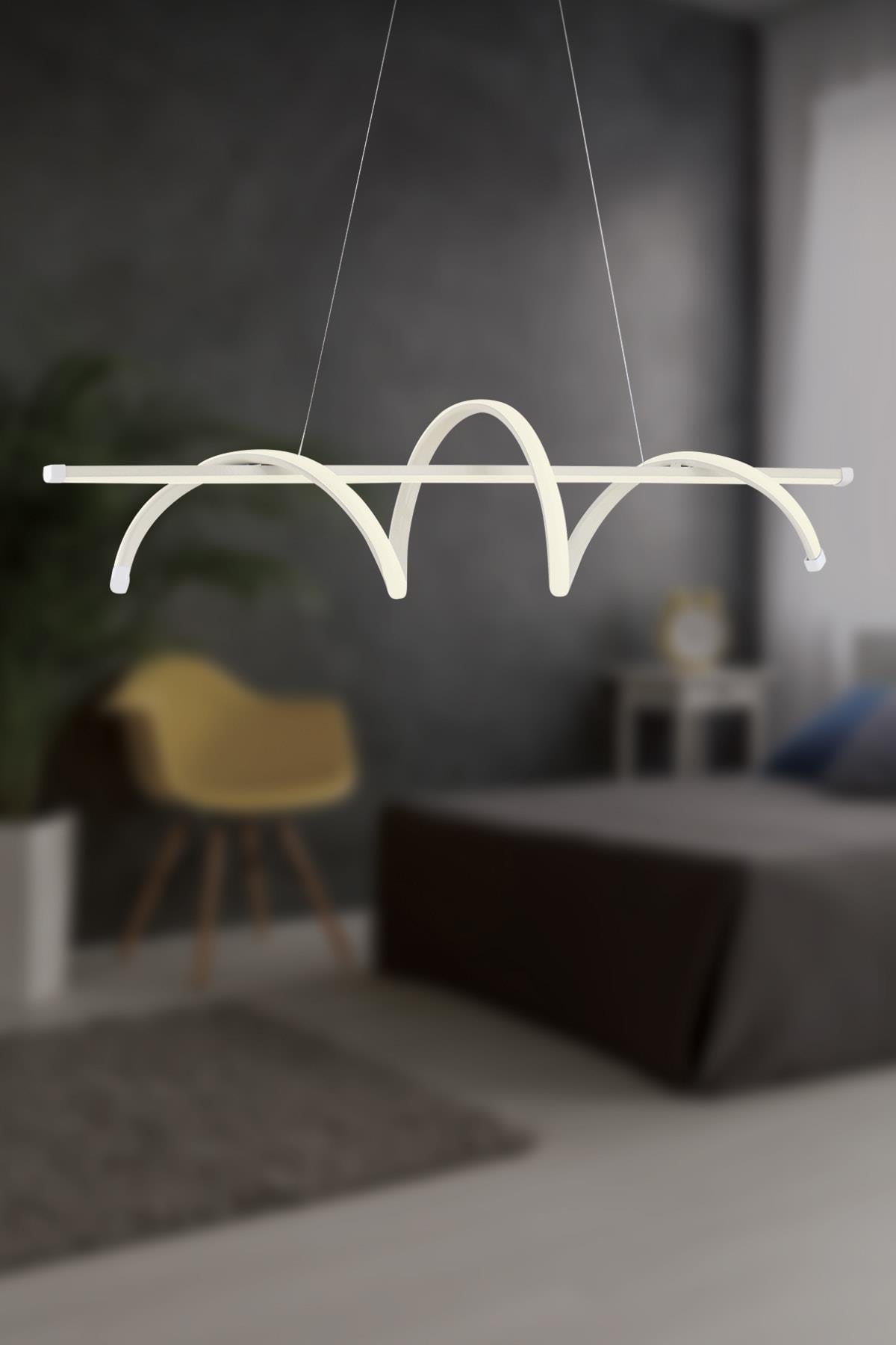 Pane Beyaz Modern Led Avize Beyaz Işık Salon Mutfak Oda Hol Ledli Avize Yemek Masası Led Avize