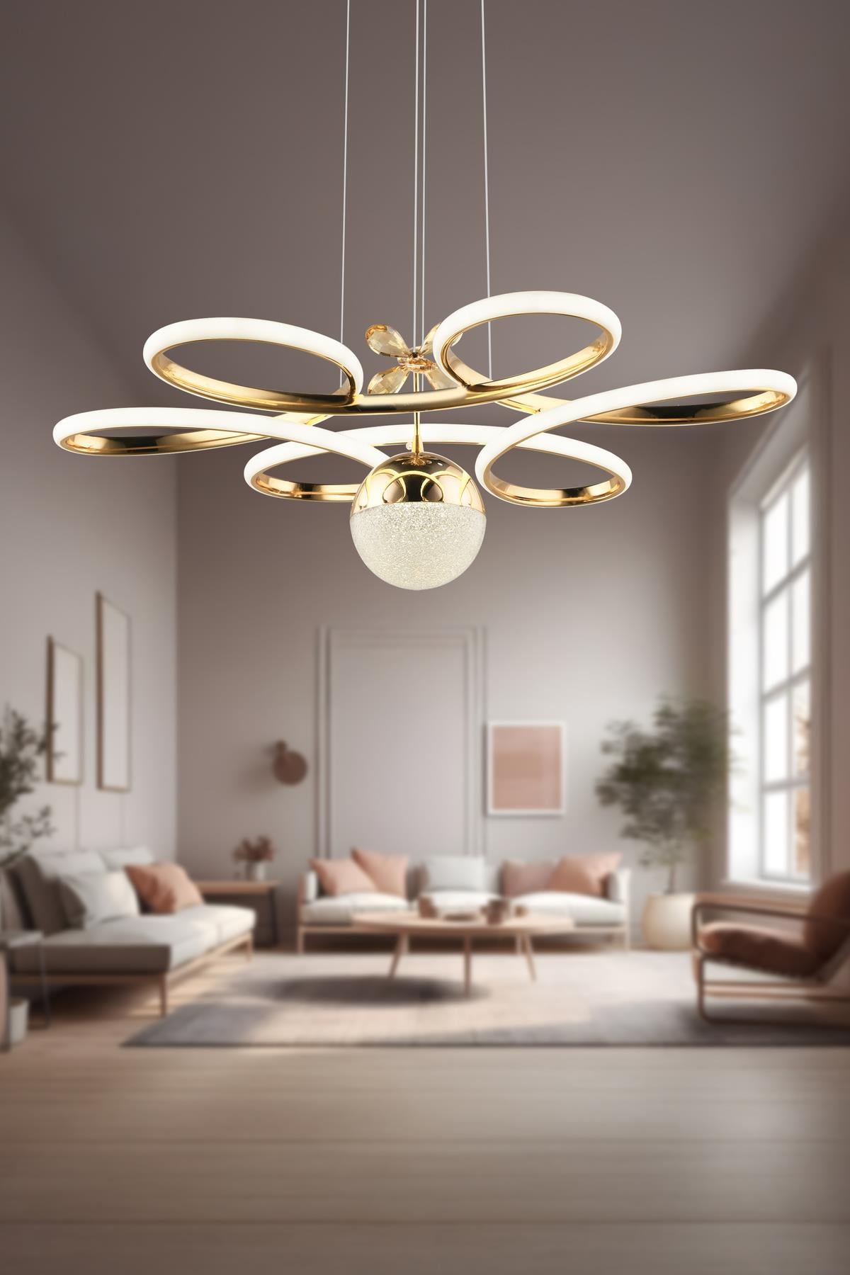 Rose Gold Kaplama Modern Sarkıt Beyaz Işık Led Avize Salon Mutfak Oda Hol Ledli Avize