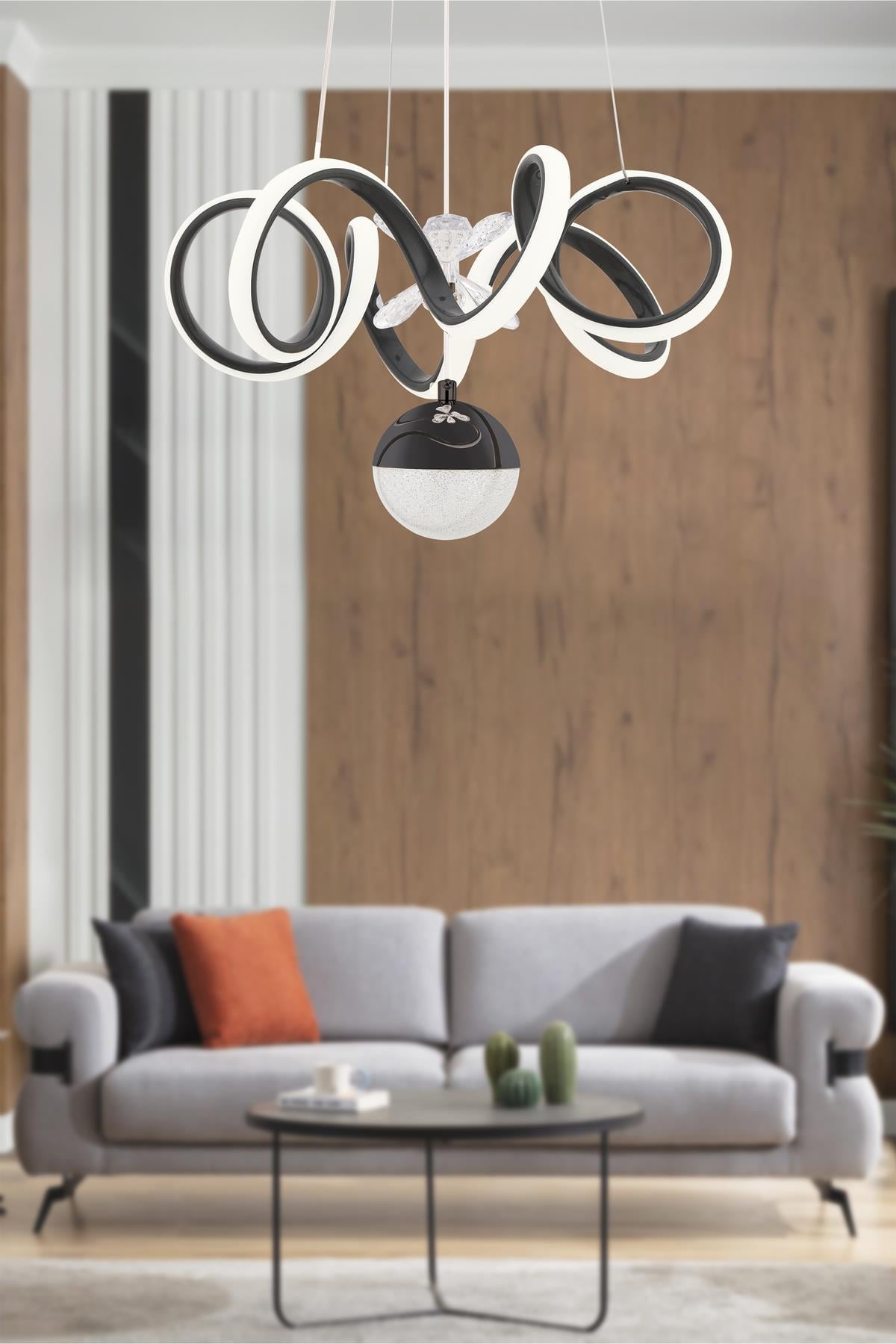 Venezia Siyah Modern Sarkıt Led Avize Beyaz Işık Salon Mutfak Oda Hol Ledli Avize