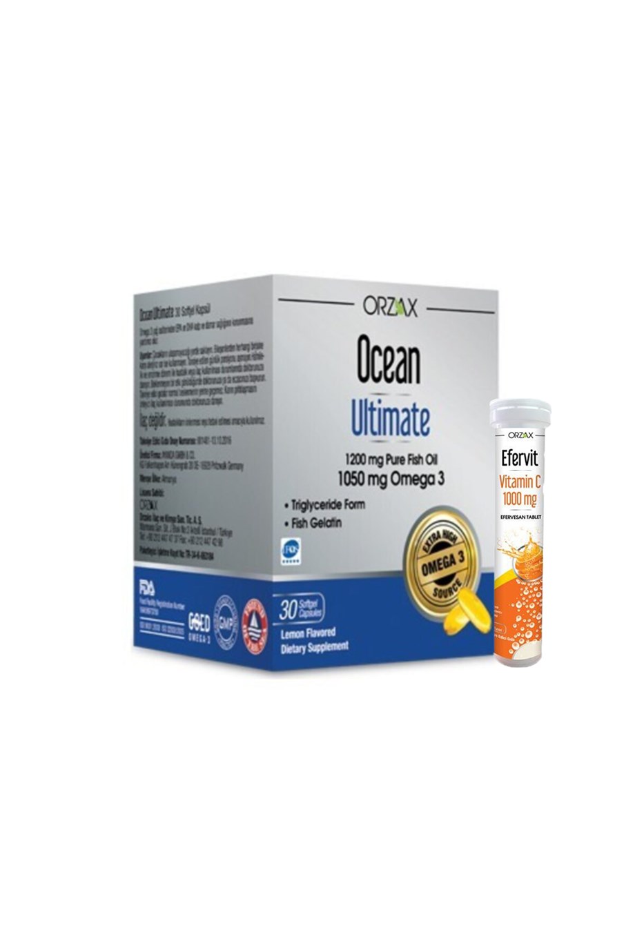 Orzax Ocean Ultimate 1200 mg Balık Yağı + Efervit Vitamin C 1000 mg  Hediyeli - 125,89 TL - Takviyegiller.com