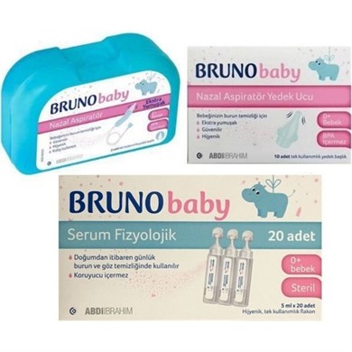Bruno Serum Fizyolojik 20 Flakon + Bruno Baby Nazal Aspiratör Yedek Uç + Bruno Baby Nazal AspiratörDiğer