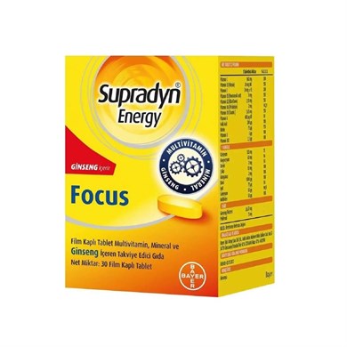 Supradyn Energy Focus Ginseng Içeren Takviye Gıda 30 Film TabletSupradyn Energy Focus  30 Film Tablet  - 83,90 TL - Takviyegiller.comBağışıklık GüçlendiricilerBayer