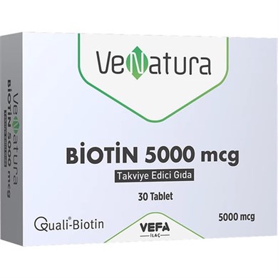 Venatura Biotin 5000 Mcg 30 TabletVenatura Biotin 5000 Mcg 30 Tablet - 38,25 TL - Takviyegiller.comMultivitaminVeNatura