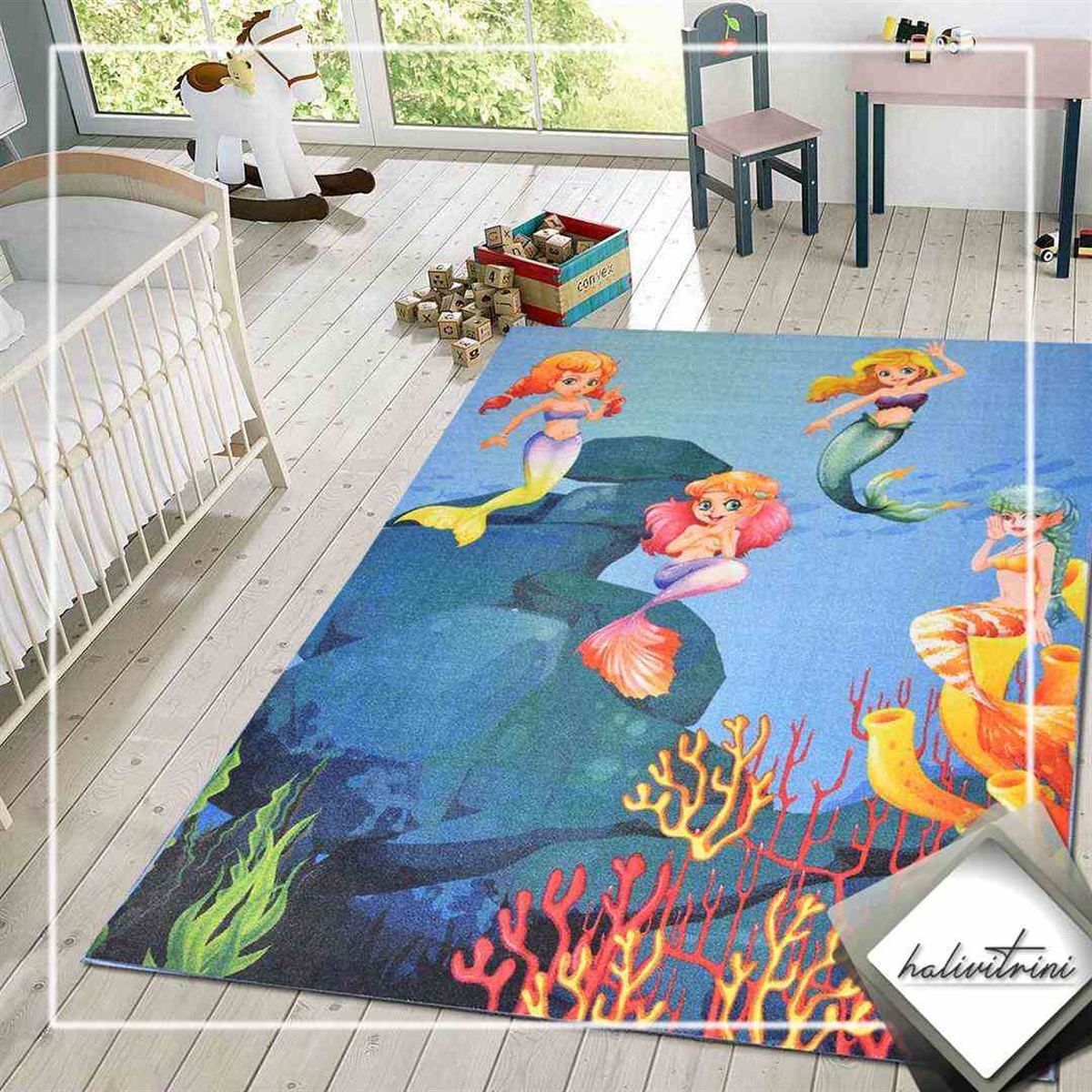 Dinarsu Çocuk Halısı 133x190 Çocuk 07 Mavi Sarı