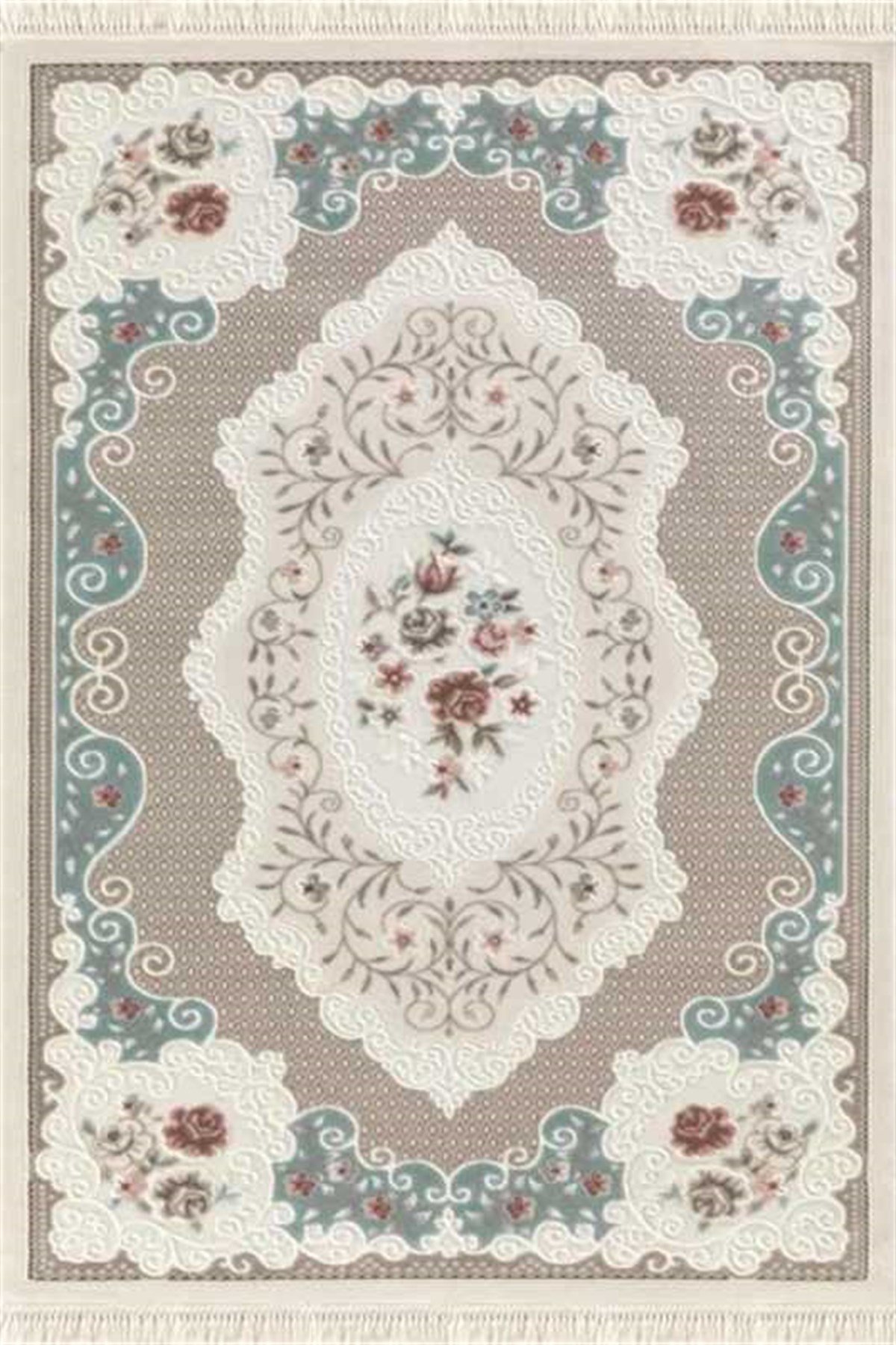 Dinarsu Yolluk Halı 80x300 Viyana VY006 063 Krem Turkuaz