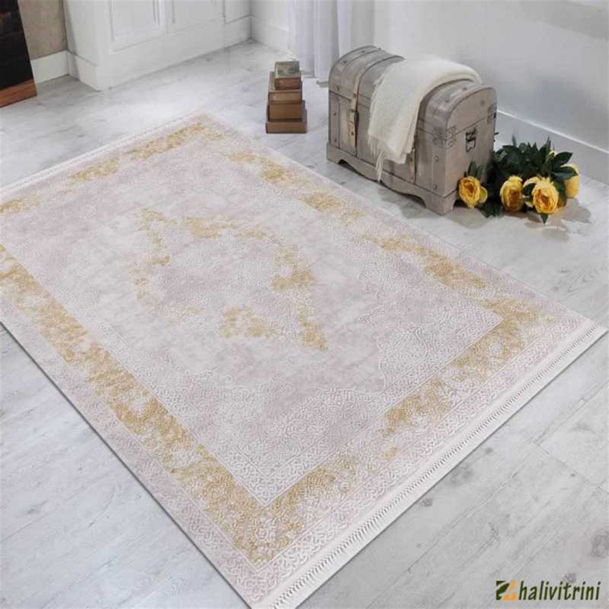 Flora Oda Halı 160x230 Ayşıl 1716A Sarı