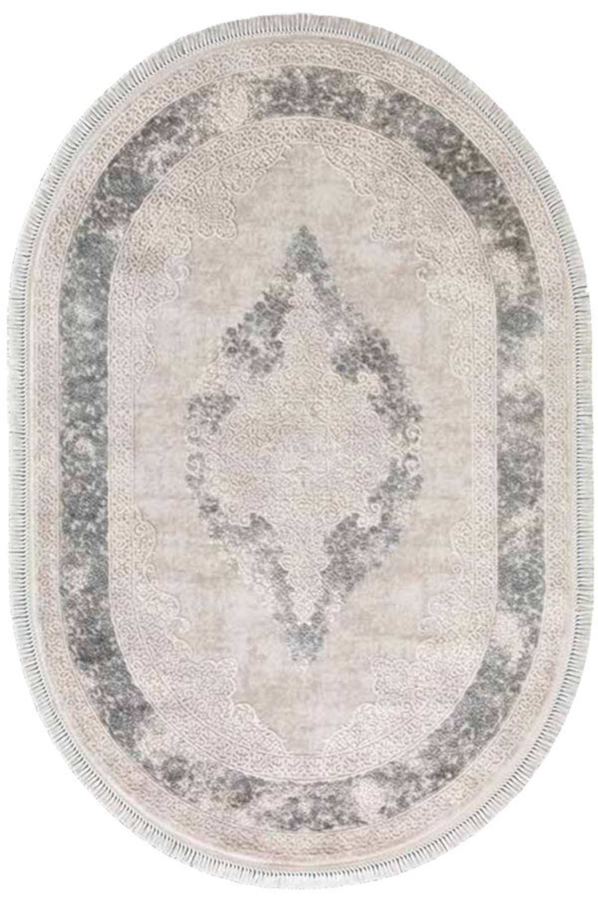 Flora Oval Oda Halı 160x230 Ayşıl 1716A Gri