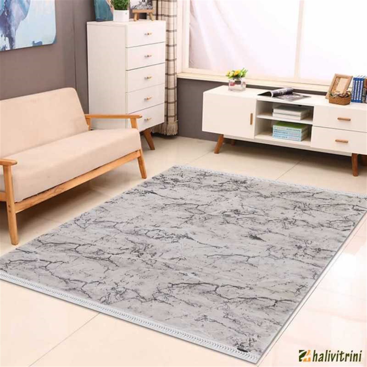 Flora Salon Halı 200x290 Ayşıl 1680B Gri