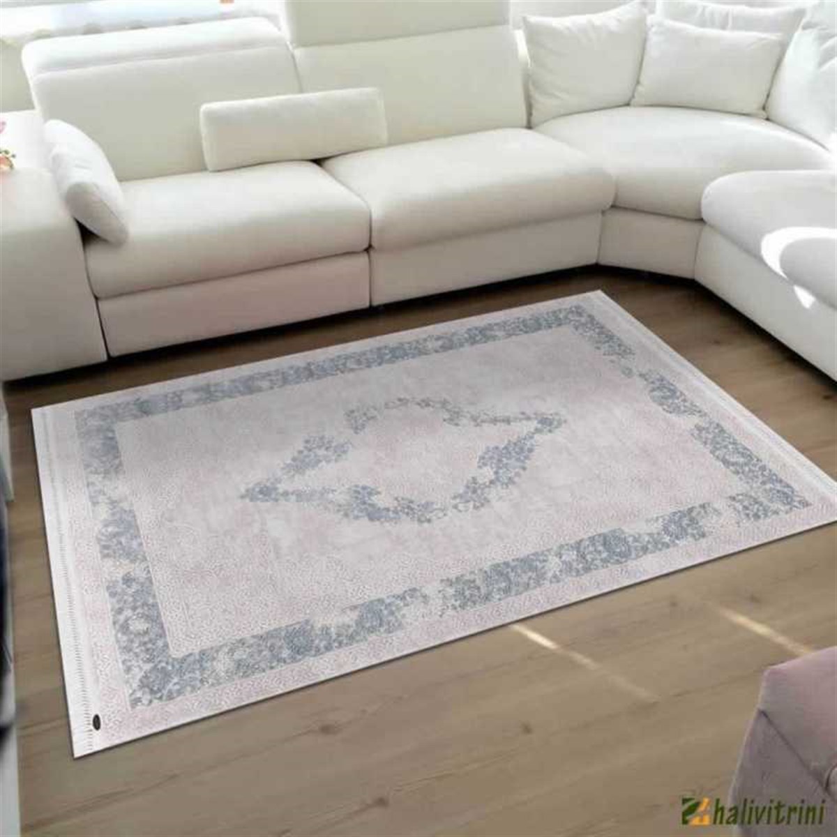 Flora Yolluk Halı 80x150 Ayşıl 1716A Mavi