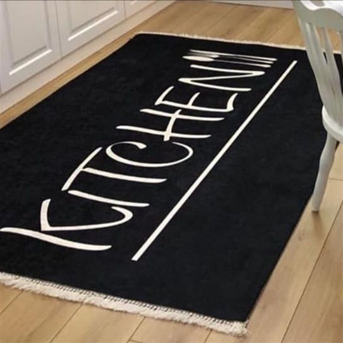 Hitit Mutfak Halı 80x300 Lidya Lüx Kitchen GK225 Siyah