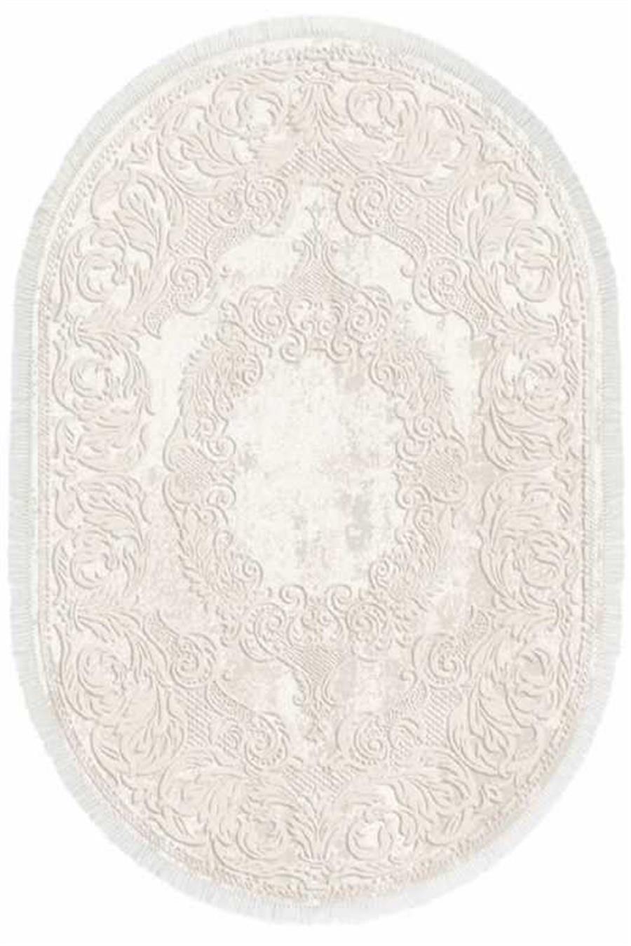 İpek Oval Halı 200x300 Sardes 6101 Beyaz