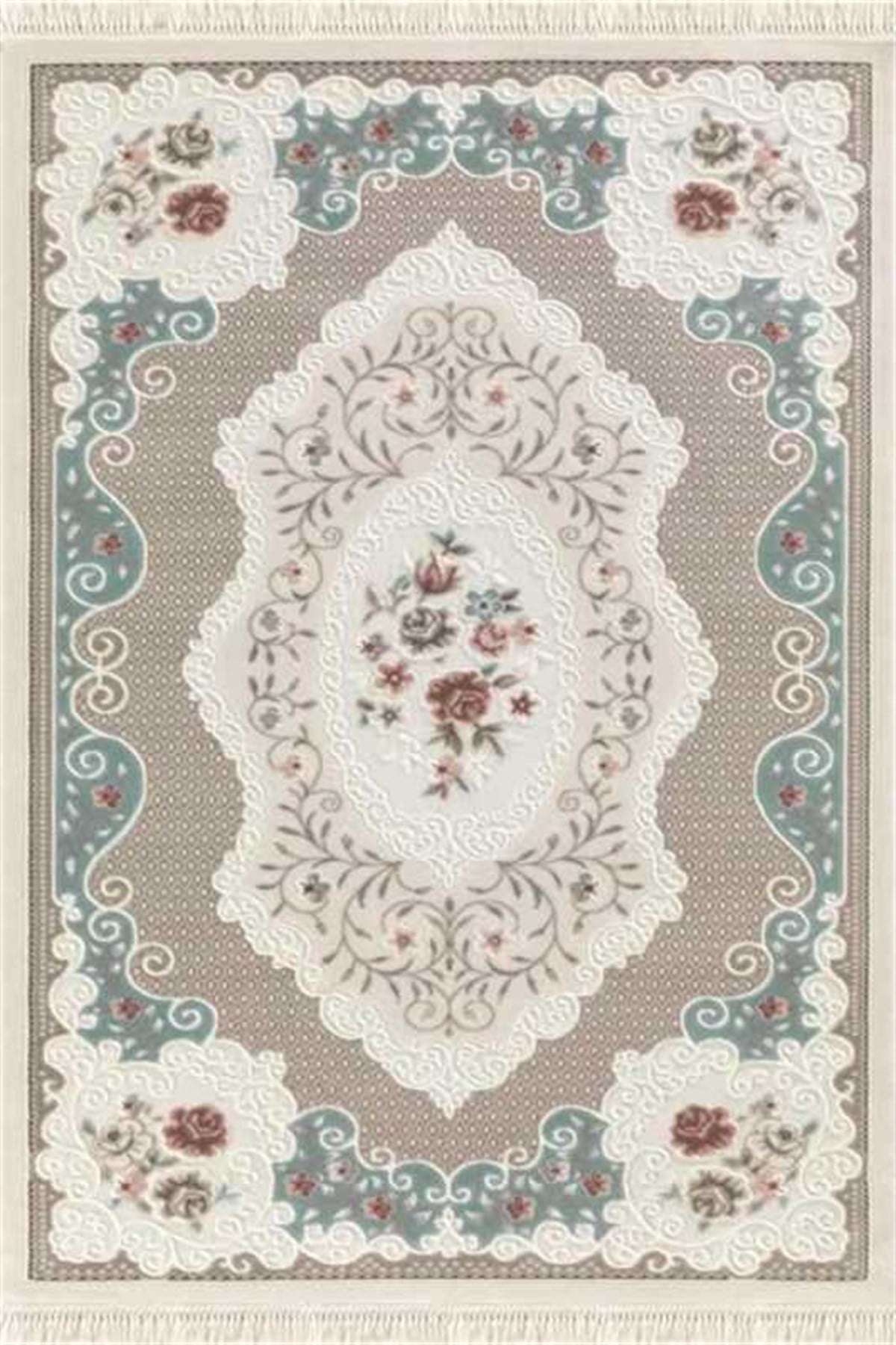 Dinarsu Yolluk Halı 80x300 Viyana VY006 063 Krem Turkuaz