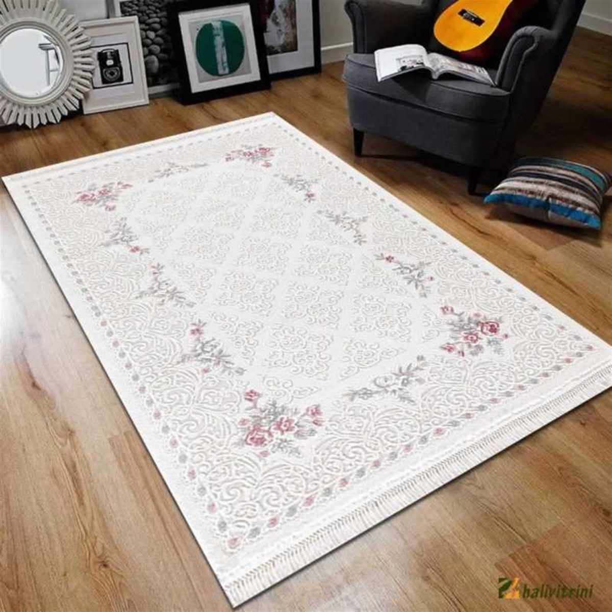 Efsane Salon Halı 200x290 Ihlara HR006060 Krem Pembe Mavi
