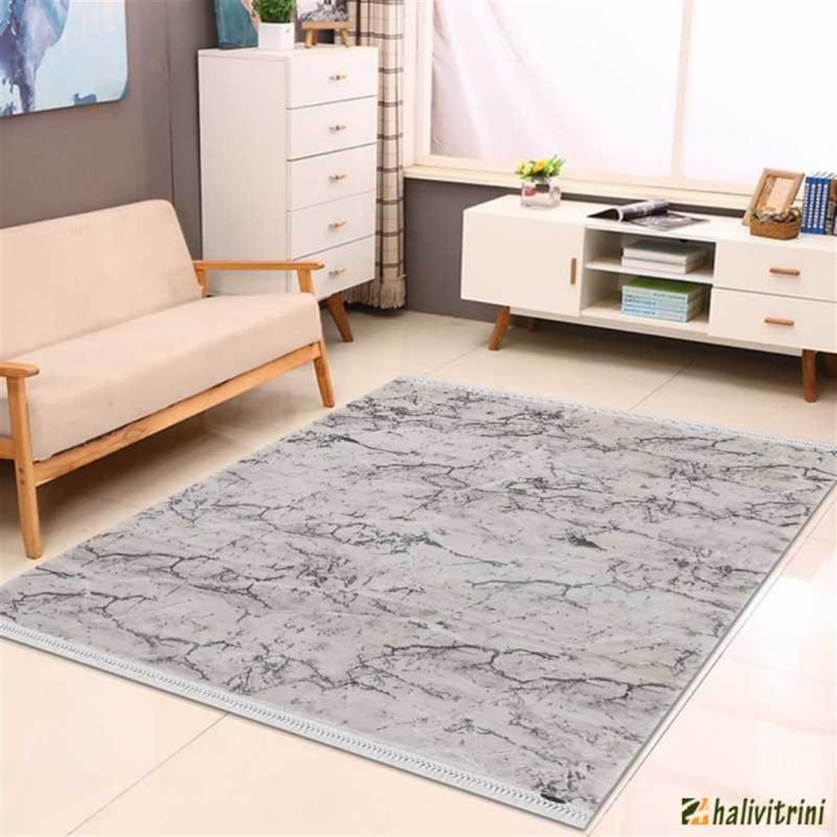 Flora Oda Halı 160x230 Ayşıl 1680B Gri