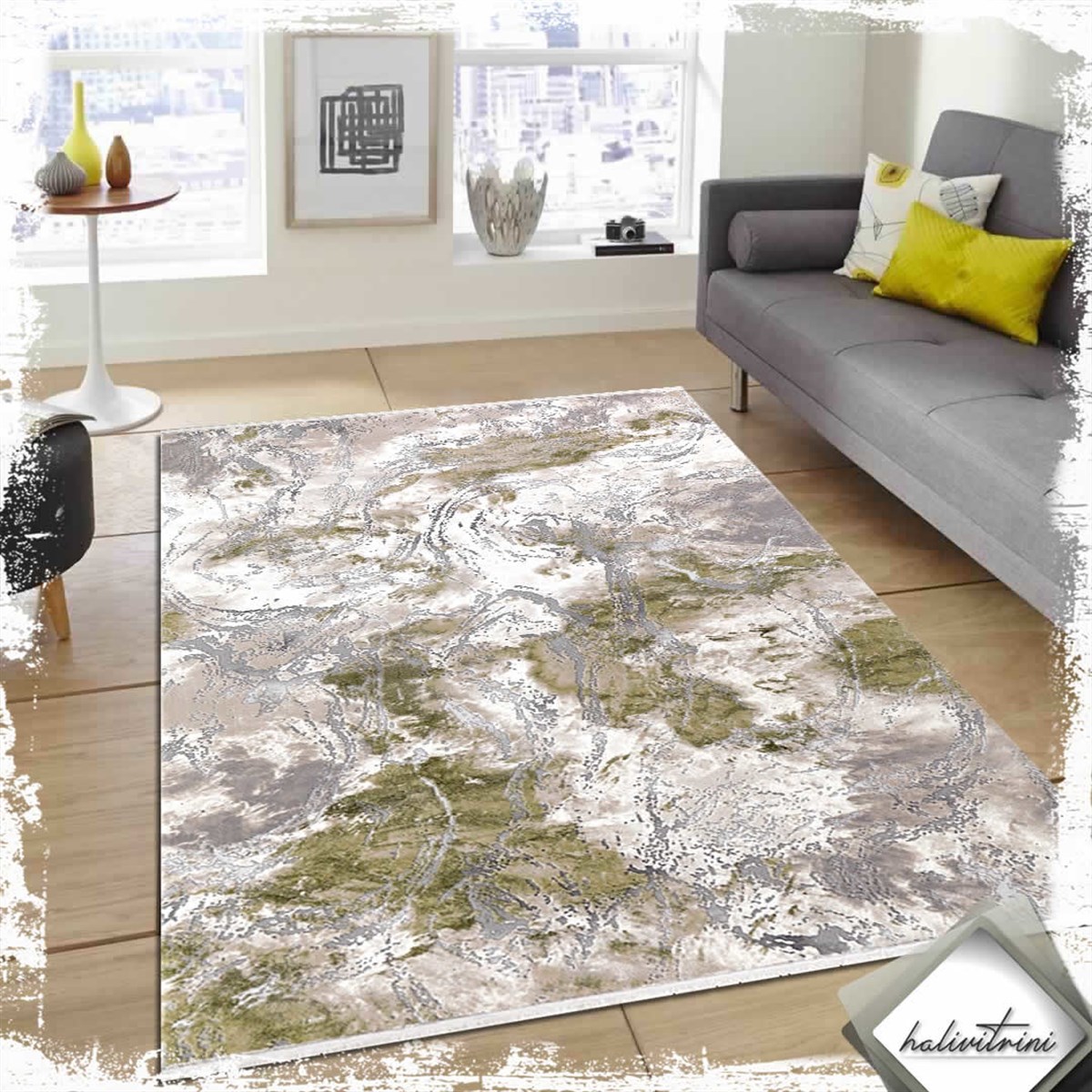 Padişah Salon Halısı 200x290 Eternity 31970 041 Yeşil Gri Bej
