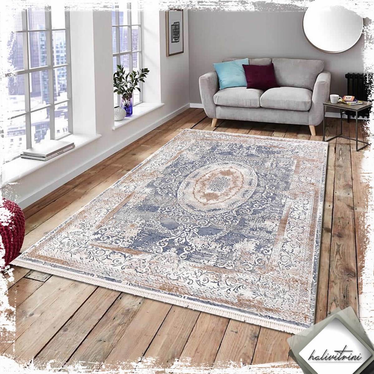 Padişah Yolluk Halısı 80x150 Santo 31881 035 Mavi Kahve