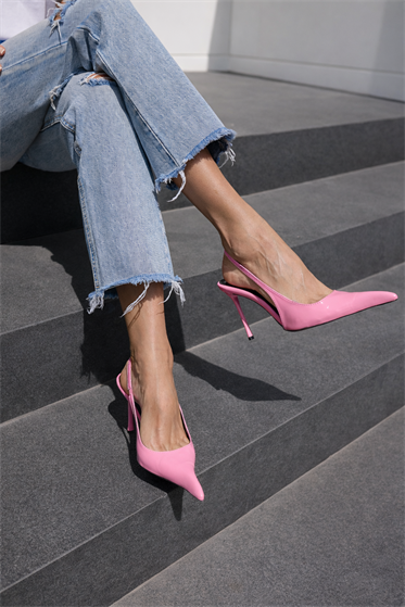 Chic Pembe Rugan Topuklu Ayakkabı