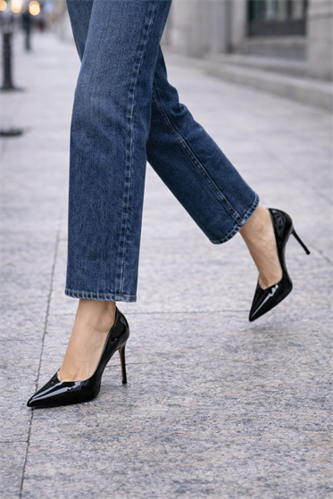 Dakota Siyah Rugan Topuklu Stiletto