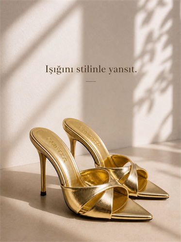 Nari Gold Kadın Topuklu Terlik
