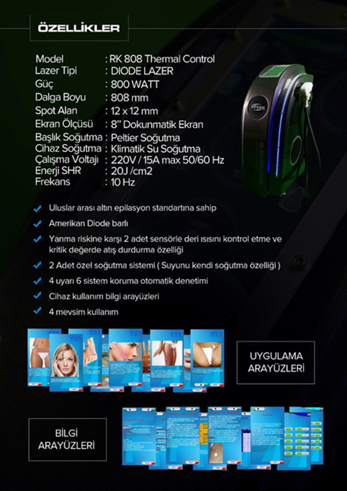 RK 808 Diyot Lazer Epilasyon Cihazı