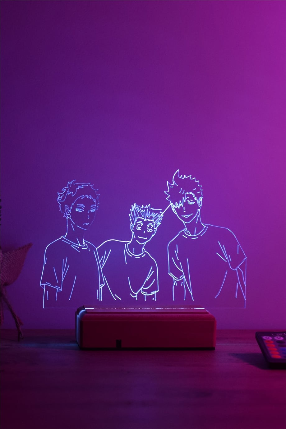 Haikyuu Kuroo Bokuto Akaashi 16 Renk Kumandalı Anime Gece Lambası
