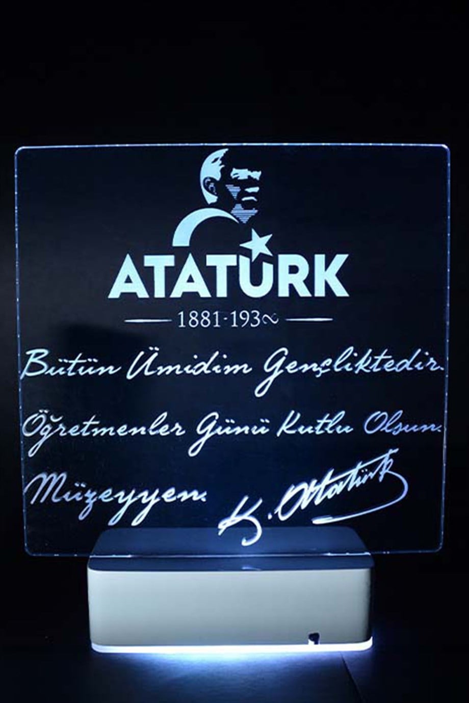 Kişiye Özel 3D Öğretmenler Günü Atatürk 16 Renk Dekoratif Led Lamba