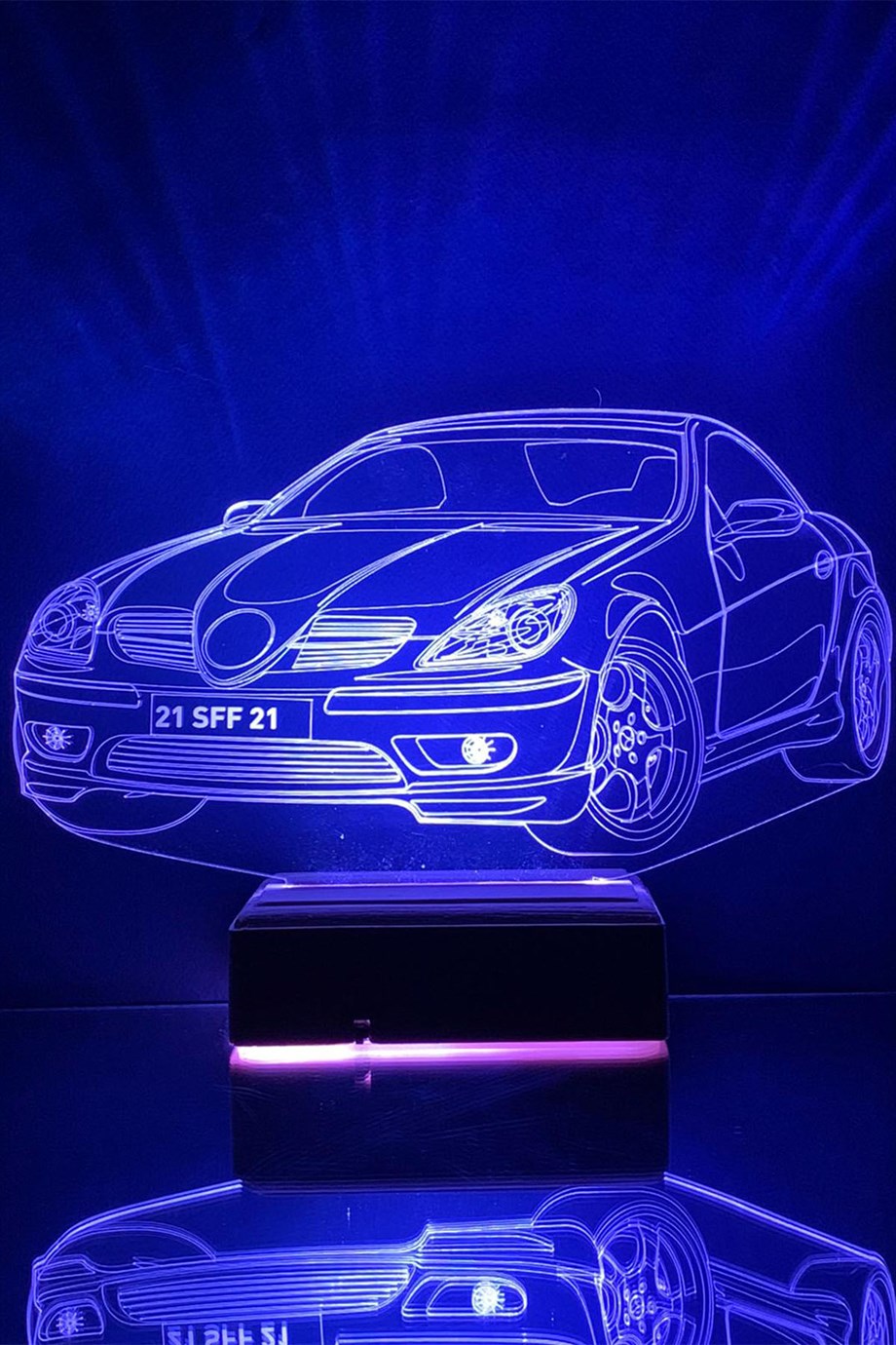 Kişiye Özel 3D Plakalı Aydınlatmalı Araba Masaüstü Led Lamba