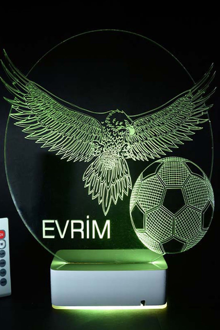 Kişiye Özel Kara Kartal 3D 16 Renk Led Gece Lambası