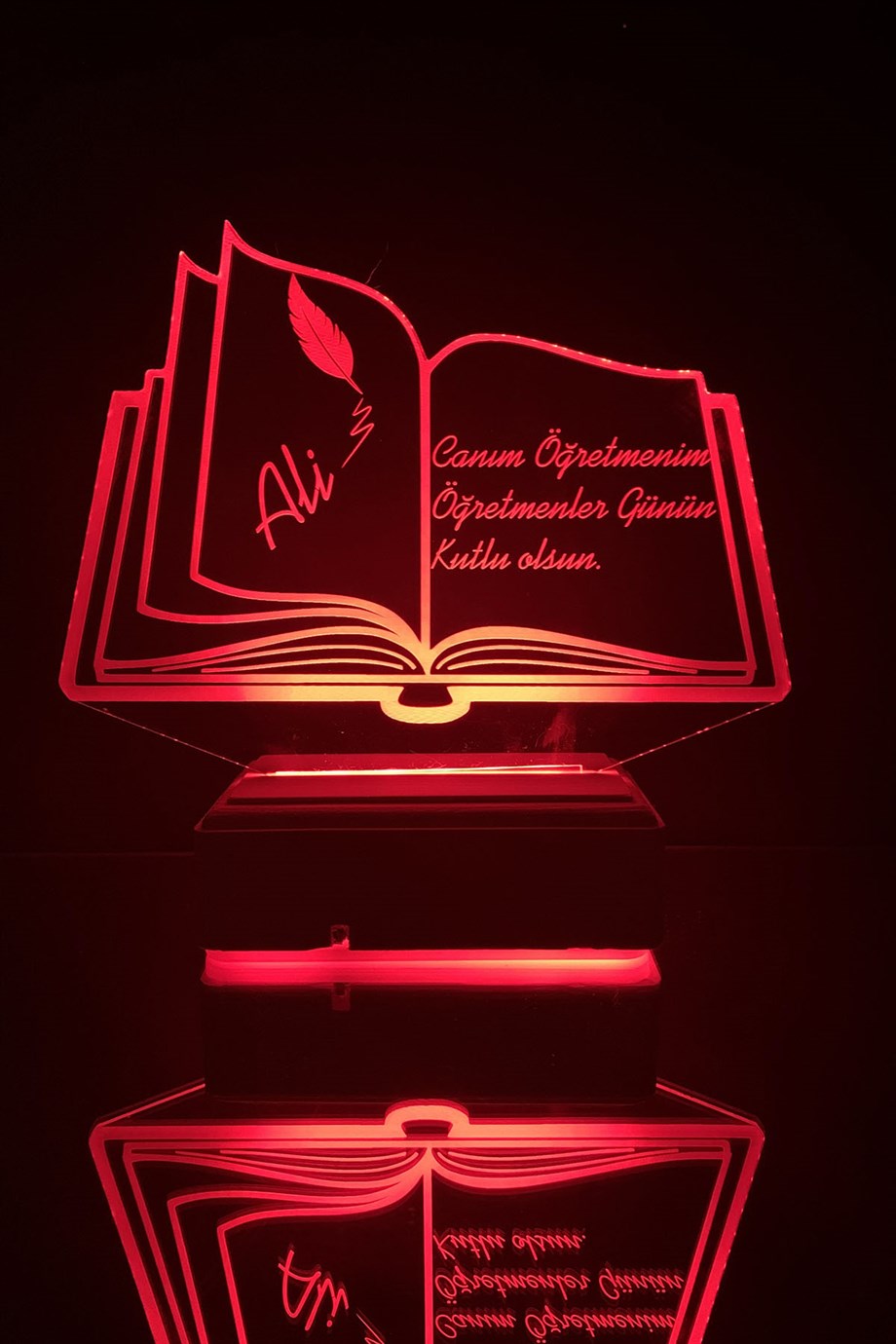 Kişiye Özel Öğretmenler Günü Kitap 3D 16 Renk Dekoratif Led Lamba