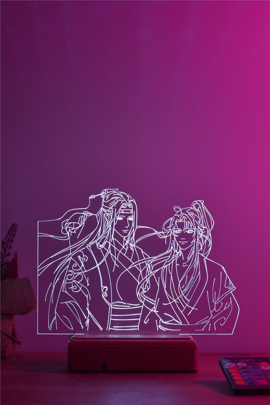 Lan Wangji and Wei Wuxian 16 Renk Kumandalı Anime Gece Lambası