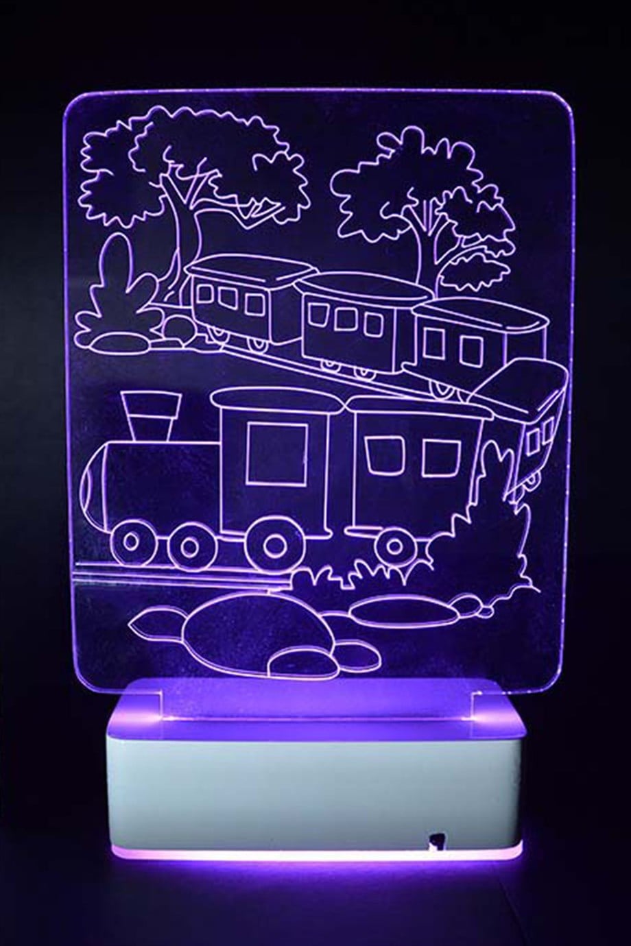 Özel Tasarım Trenler ve Ağaçlar 3D Led Lamba