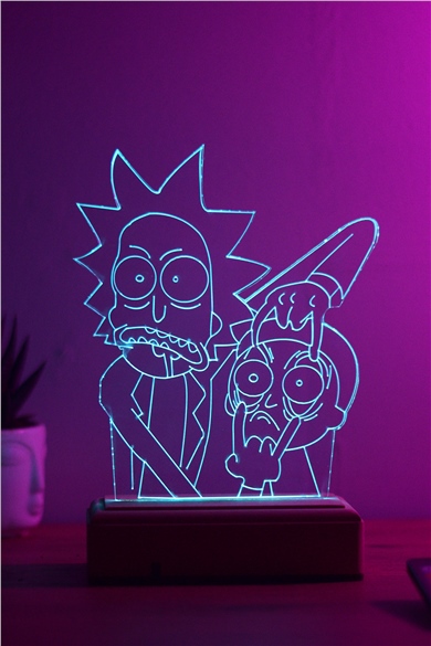 3d Rick And Morty 16 Renk Masa Lambası
