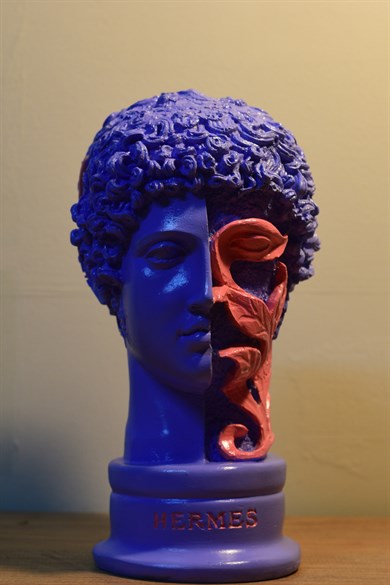 Hermes Mor Çiçekli Heykel Büst, El yapımı,Ev Dekorasyon, Hediyelik Biblo